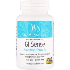 Comprar Natural Factors, WomenSense, GI Sense, Fórmula para Digestão, 90 Cápsulas Vegetarianas