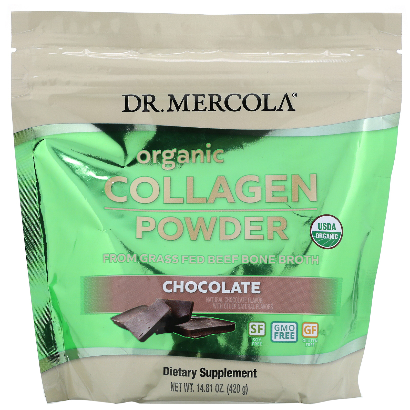 Comprar Dr. Mercola, Organic Collagen Powder, Chocolate, 14.81 oz (420 g)