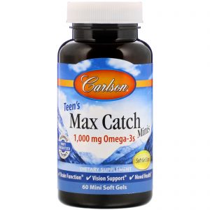 Comprar Carlson Labs, Teen's Max Catch Minis, 1,000 mg, 60 Mini Soft Gels