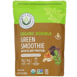 Comprar Kuli Kuli, Batido Verde de Moringa Orgânica com Proteína Vegetal, Manteiga de Amendoim com Chocolate, 10,7 oz (302 g)