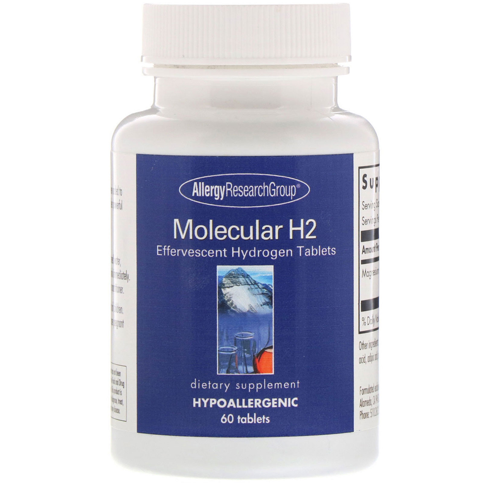 Comprar Allergy Research Group, Molecular H2, Comprimidos de Hidrogênio Efervescentes, 60 Comprimidos