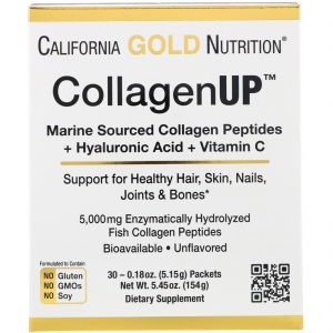 Comprar California Gold Nutrition, CollagenUp, Colágeno Marinho + Ácido Hialurônico + Vitamina C, Sem sabor, 30 Pacotes, 0,18 oz (5,15 g) Cada