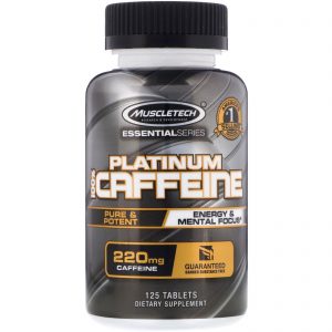 Comprar Muscletech, Essential Series, Platinum 100% Caffeine, 200 mg, 125 Tablets
