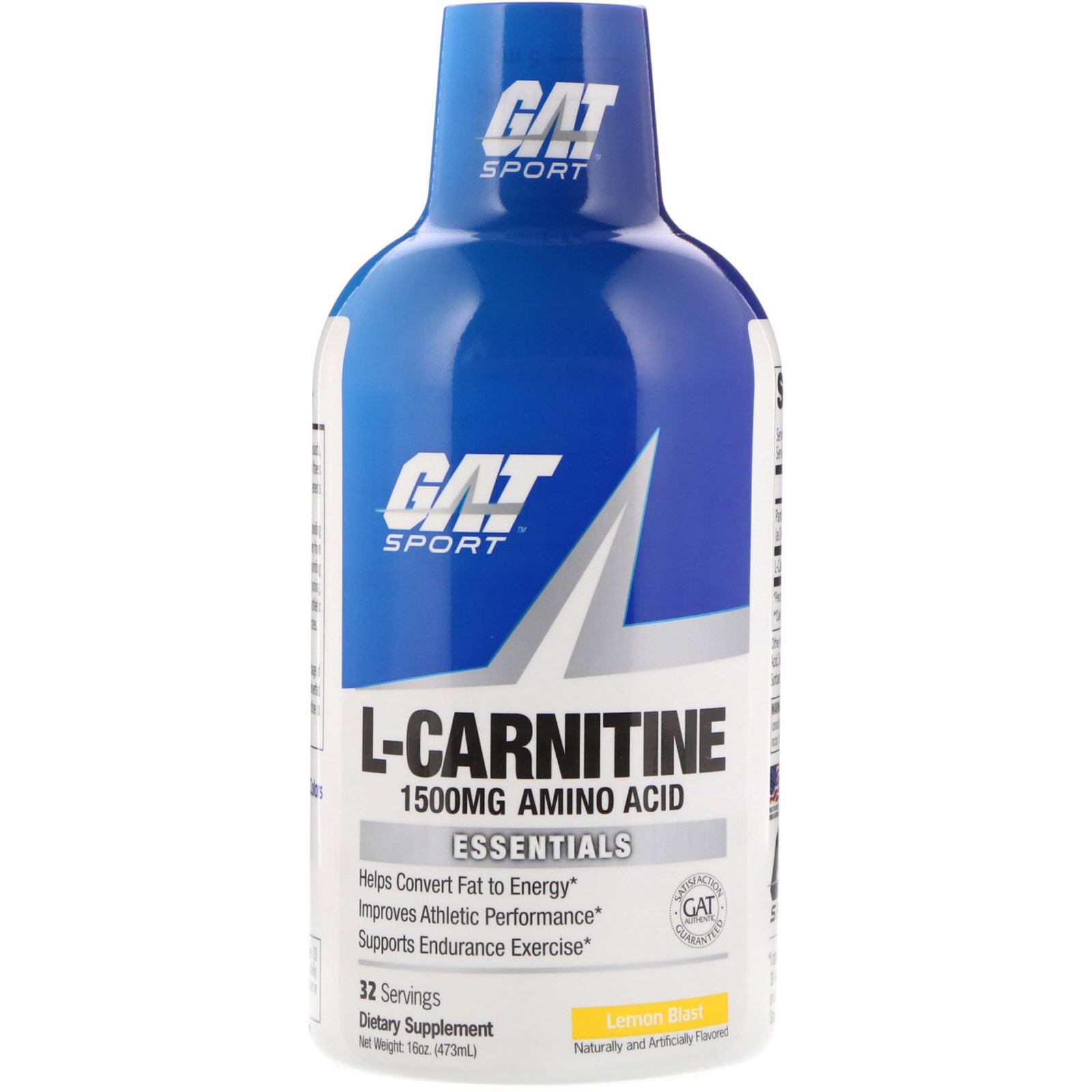Comprar GAT, L-Carnitine, Amino Acid, Lemon Blast, 1,500 mg, 16 oz (473 ml)