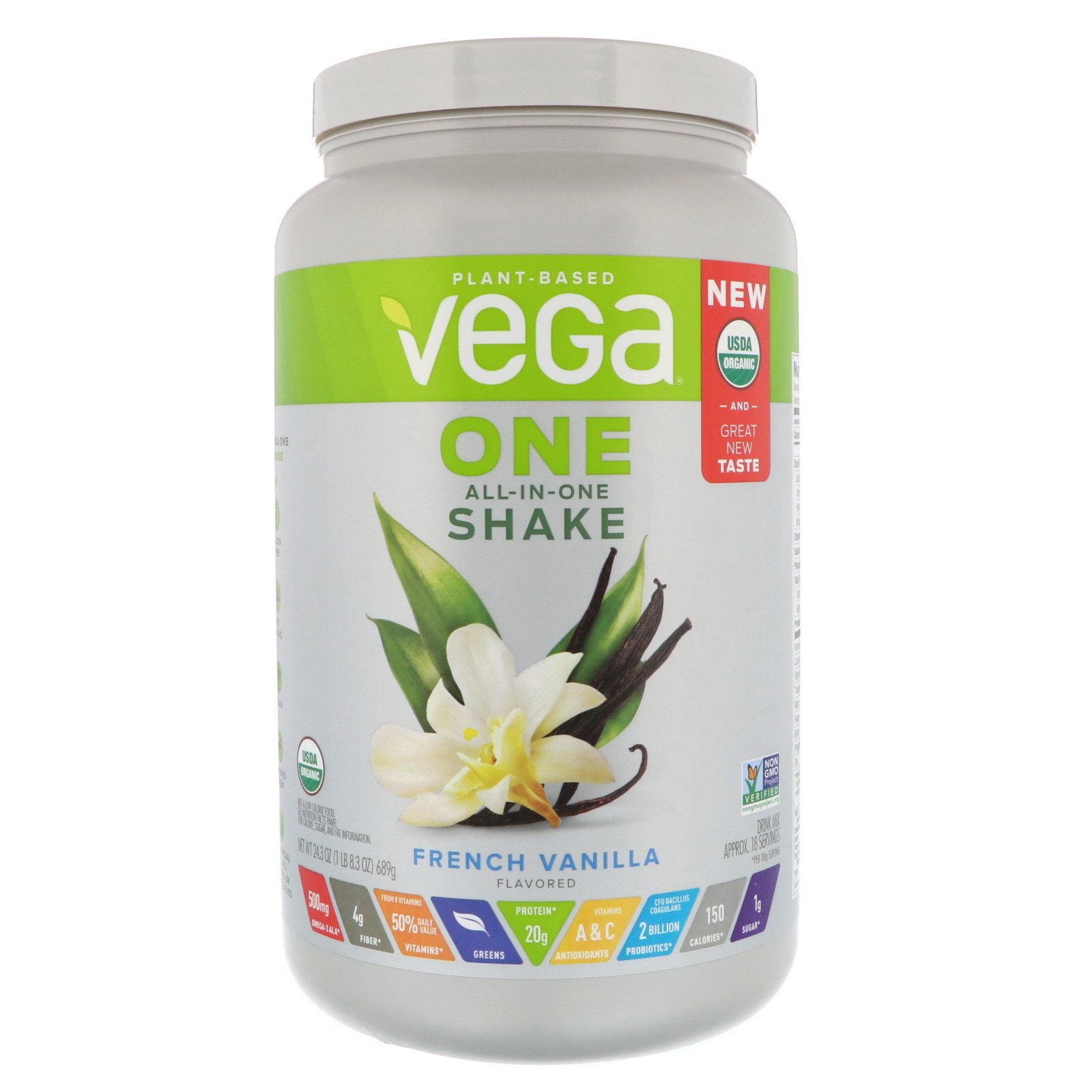 Comprar Vega, One, Shake All-in-One, Baunilha Francesa, 689 g (1,51 lbs)