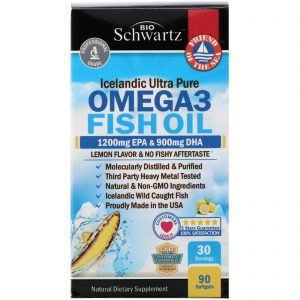 Comprar BioSchwartz, Omega 3 Fish Oil, Lemon Flavor, 1200 mg EPA & 900 mg DHA, 90 Softgels