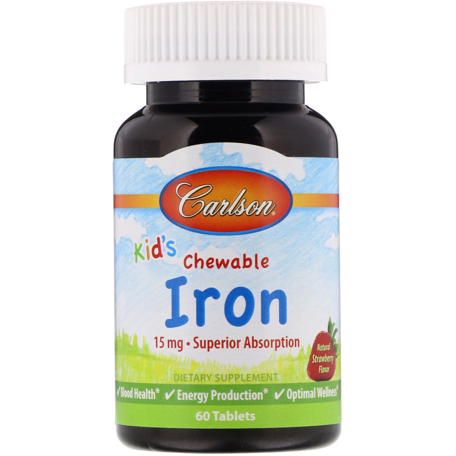 Comprar Carlson Labs, Kid's, Chewable Iron, Natural Strawberry Flavor, 15 mg, 60 Tablets