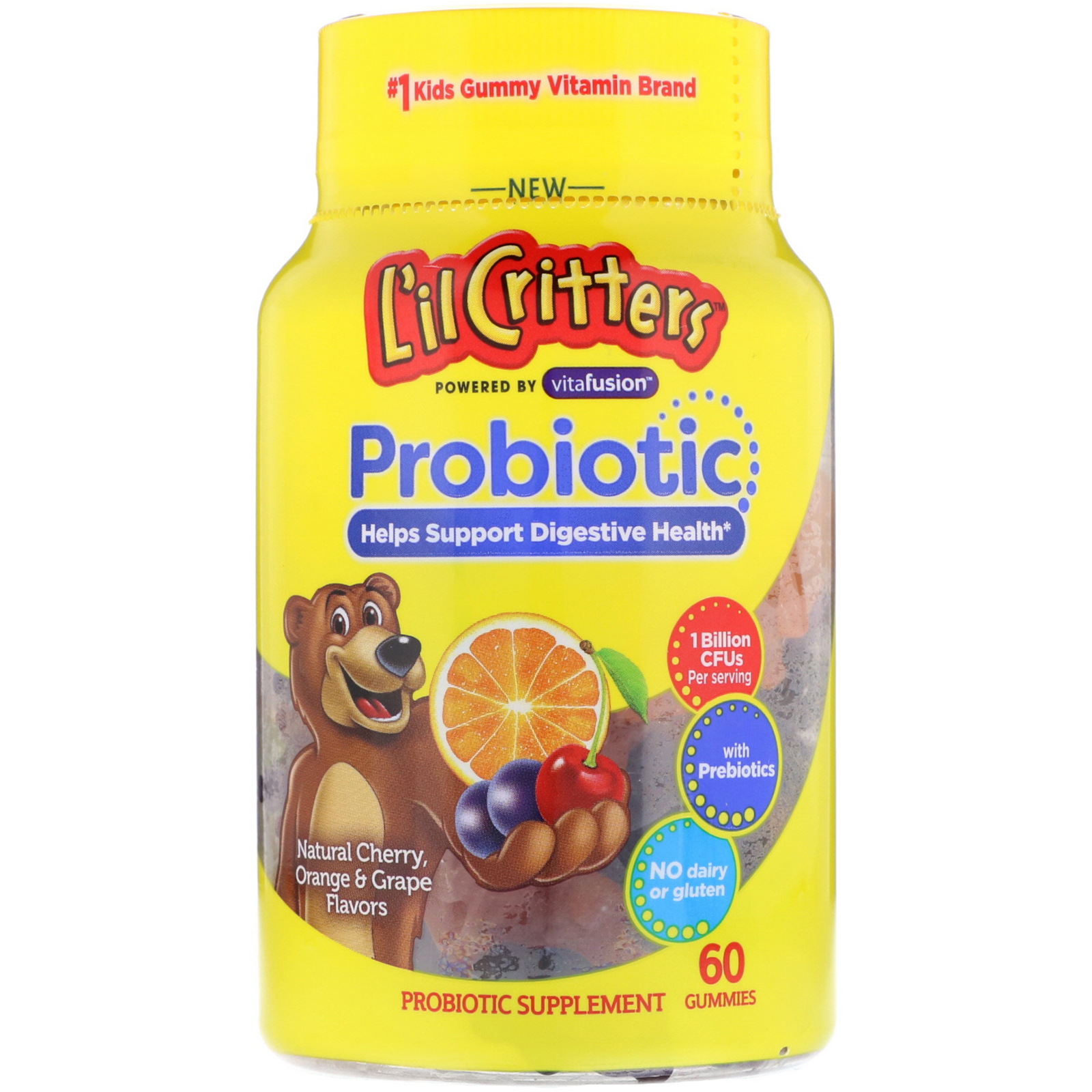 Comprar L'il Critters, Probiótico, Sabor Natural de Cereja, Laranja e Uva, 60 Jujubas