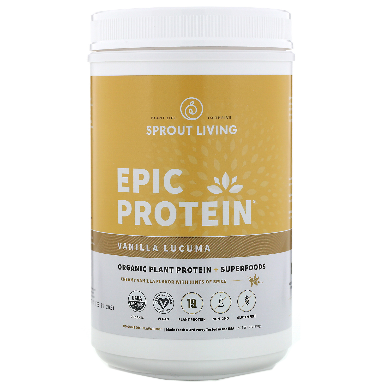 Comprar Sprout Living, Epic Protein, Organic Plant Protein + Superfoods, Baunilha Lúcuma, 910 g (2 lb)