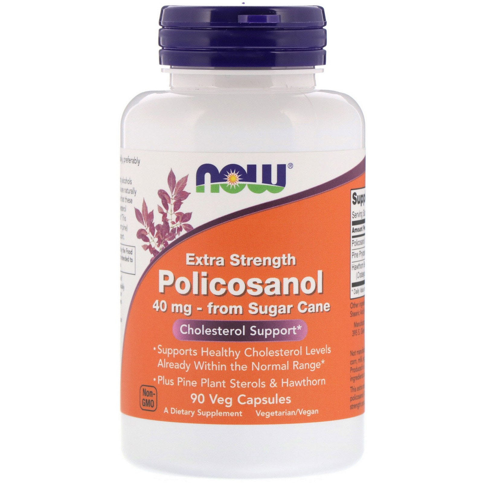 Comprar Now Foods, Policosanol de Força Extra, 40 mg, 90 Cápsulas Vegetais