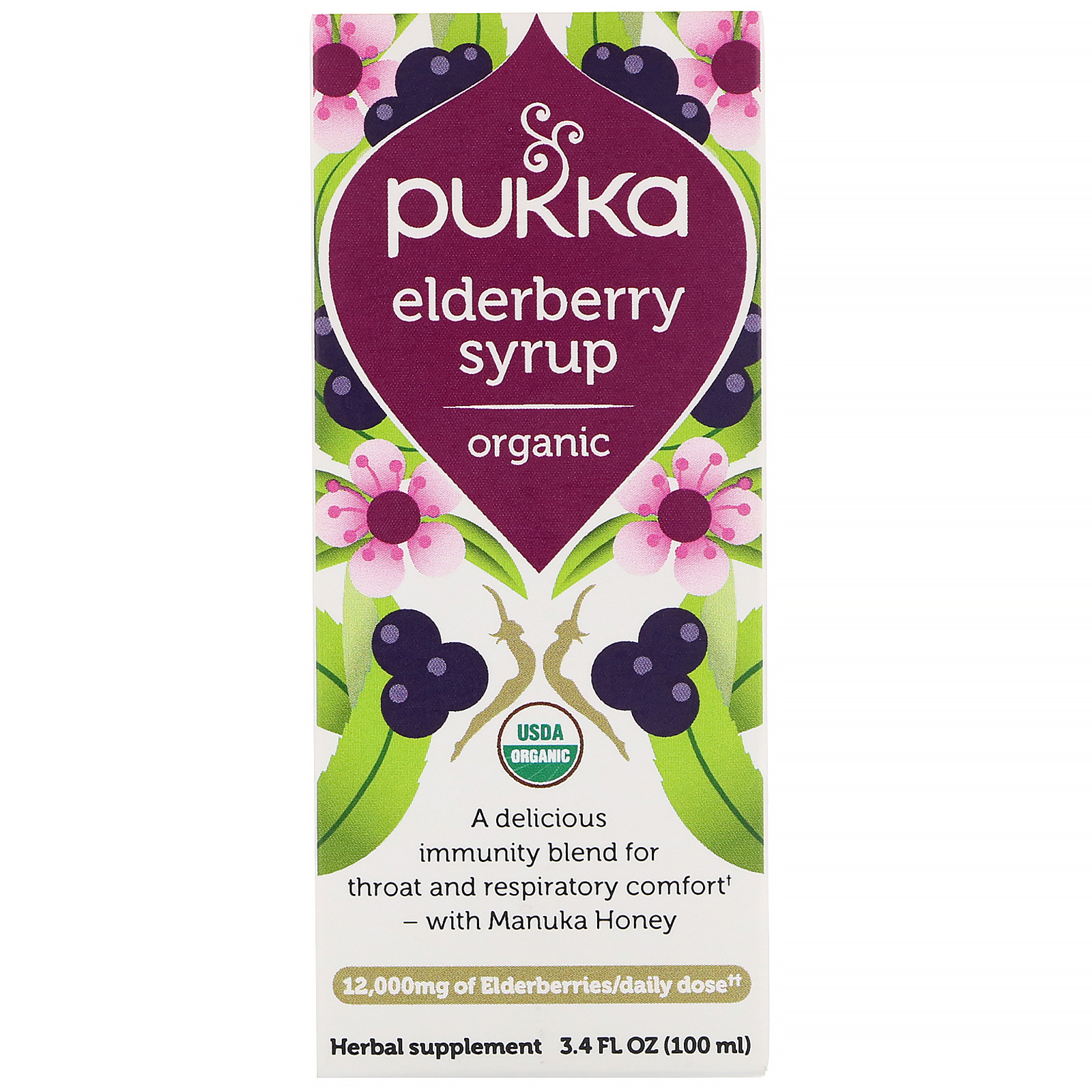 Comprar Pukka Herbs, Organic Elderberry Syrup, 3.4 fl oz (100 ml)