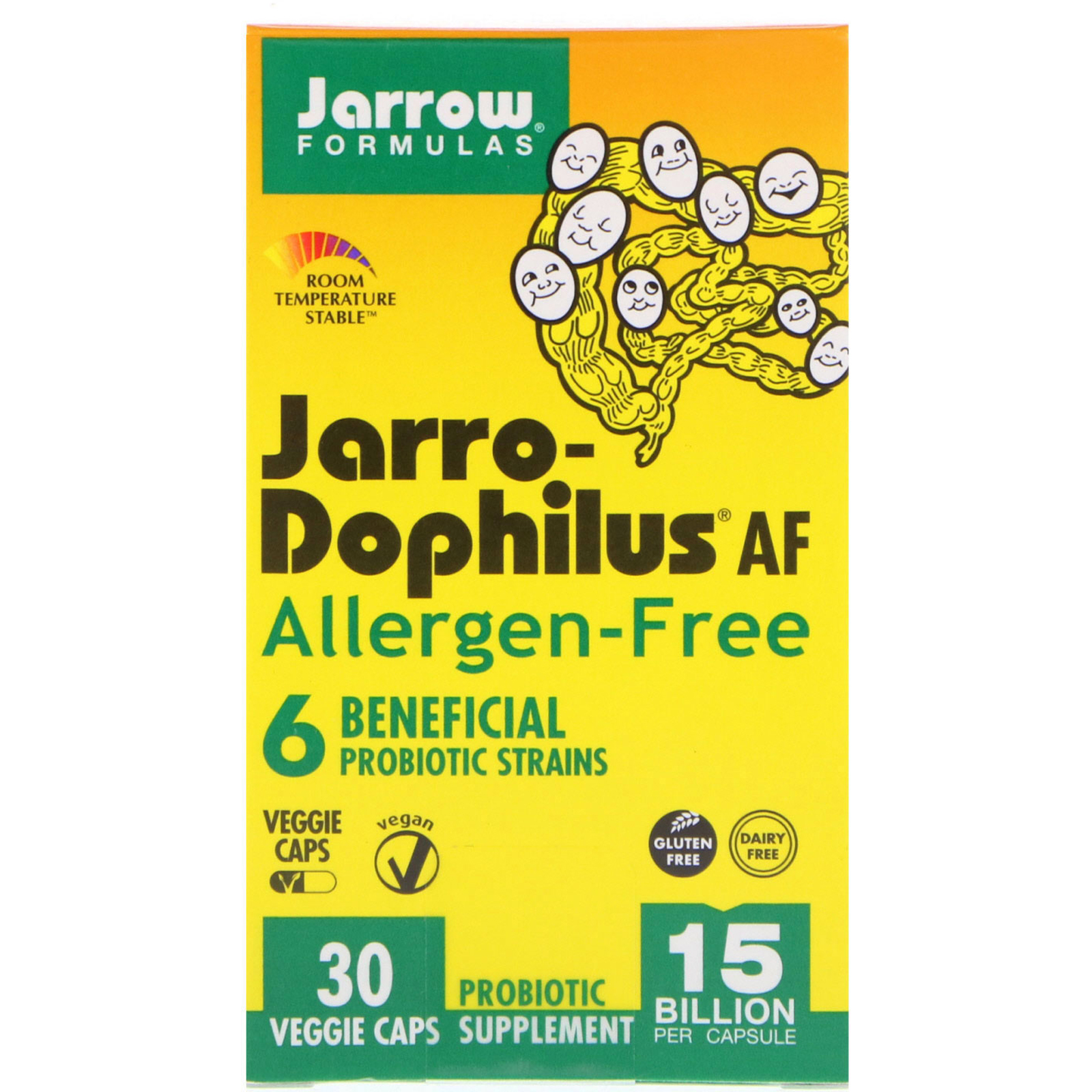 Comprar Jarrow Formulas, Jarro-Dophilus AF, Livre de Alergênicos, 15 Bilhões, 30 Cápsulas Vegetais