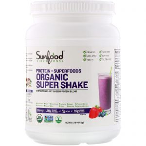 Comprar Sunfood, Protein + Superfoods, Organic Super Shake, Berry, 1.1 lb (498.9 g)
