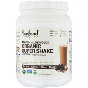 Comprar Sunfood, Protein + Superfoods, Organic Super Shake, Chocolate, 1.1 lb (498.9 g)