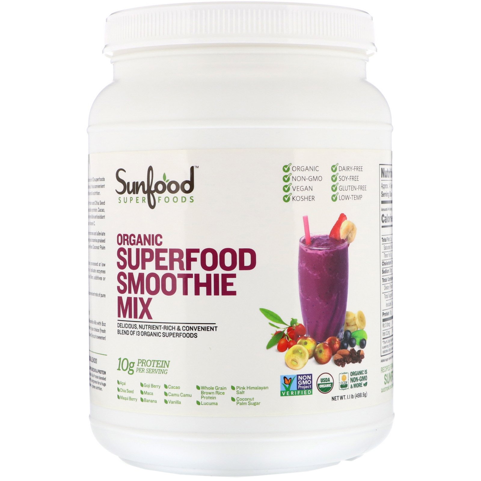 Comprar Sunfood, Organic Superfood Smoothie Mix, 1.1 lb (498.9 g)