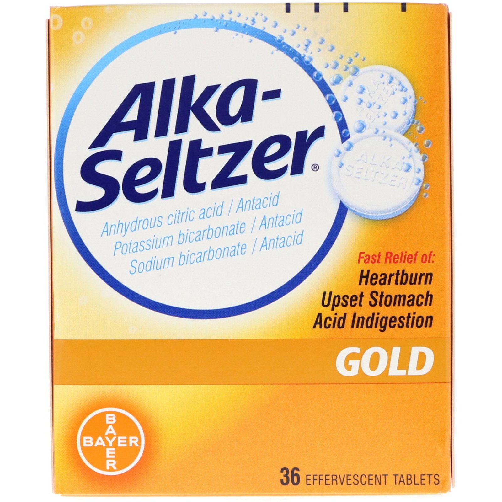 Comprar Alka-Seltzer, Gold, 36 Comprimidos Efervescentes