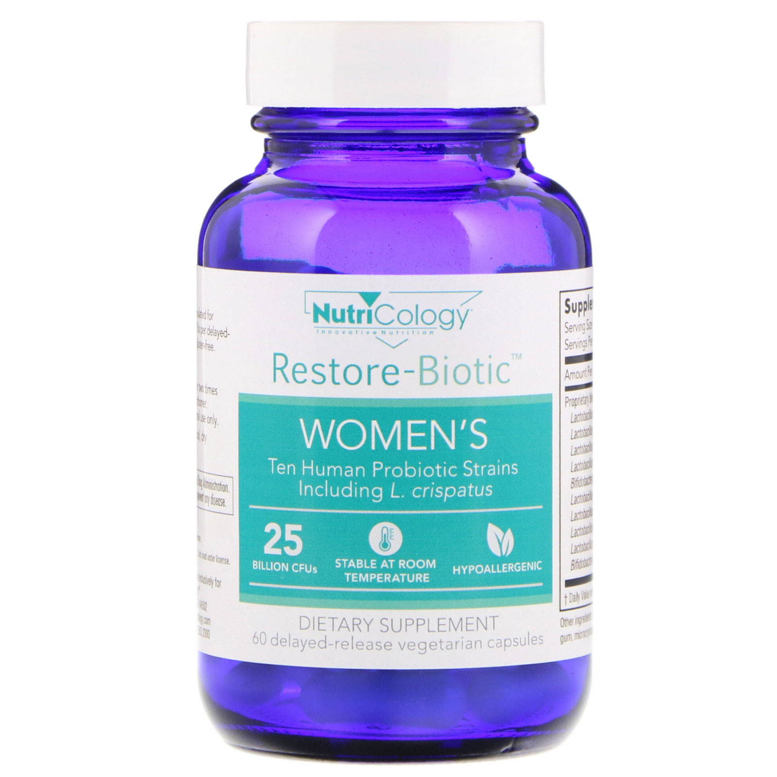 Comprar Nutricology, Restore-Biotic Women's, 25 Billion, 60 Delayed-Release Vegetarian Capsules