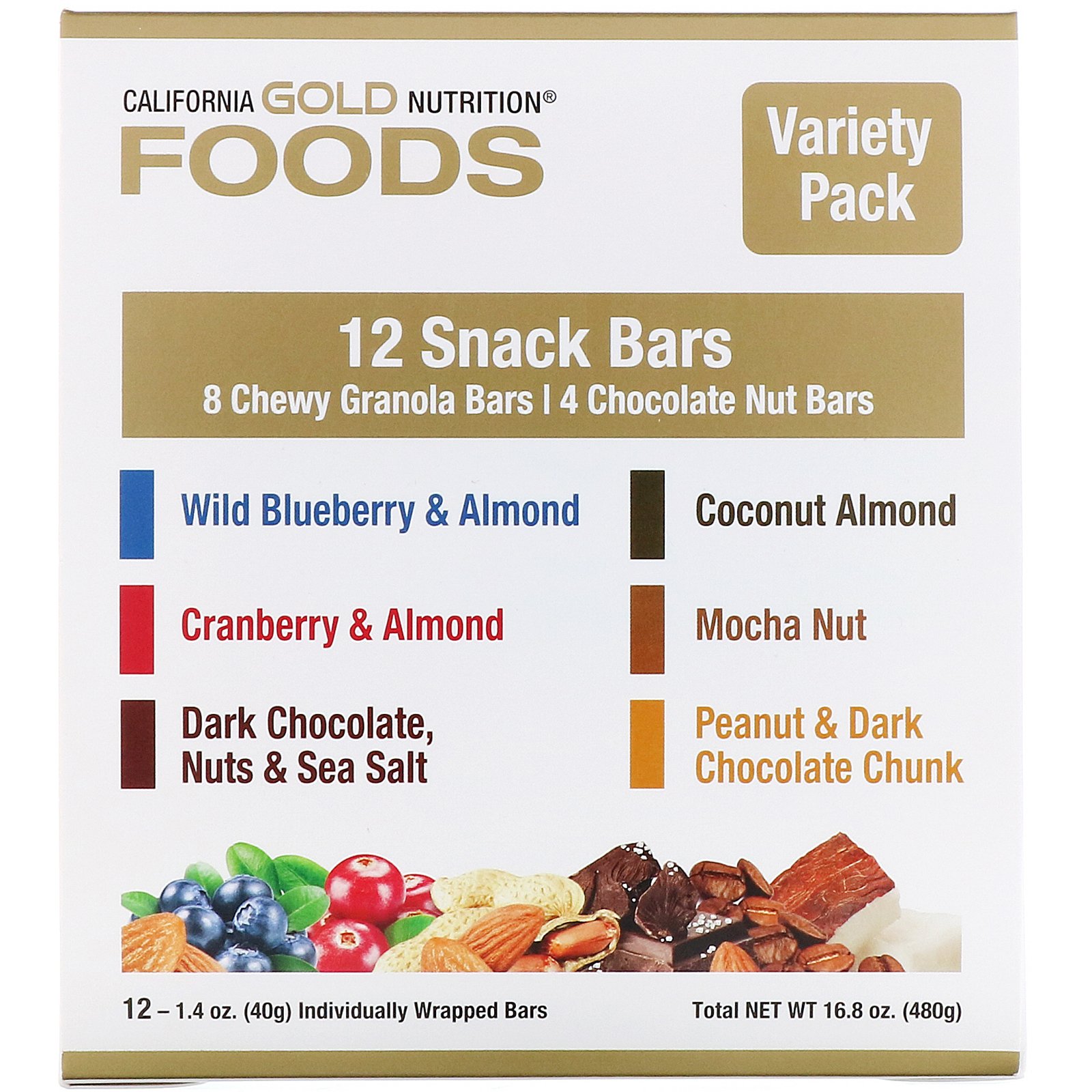 Comprar California Gold Nutrition, Alimentos, Pacote Variado de Barras para Lanche, 12 Barras, 1,4 oz (40 g) Cada - Imagem 2