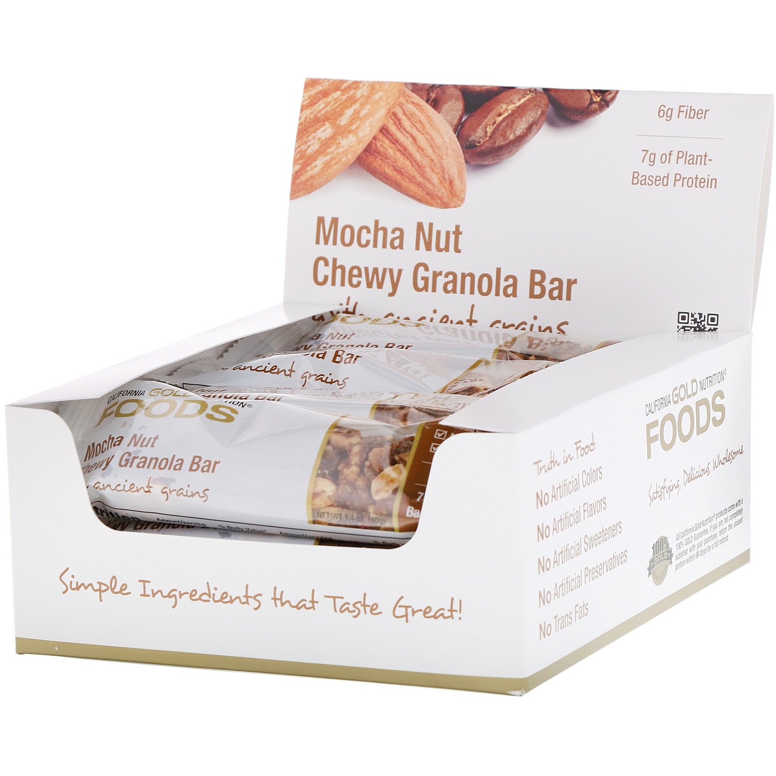 Comprar California Gold Nutrition, Alimentos, Barra de Granola de Café e Nozes, 12 Barras, 1,4 oz (40 g) Cada