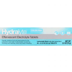 Comprar Hydralyte, Eletrólito Efervescente, Sem Cor, Aroma Limonada, 20 Pastilhas, 2,5 oz (70 g)