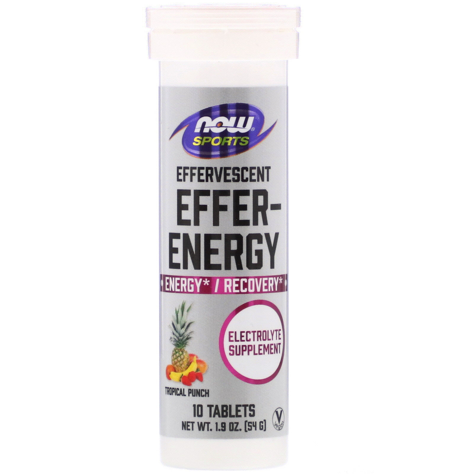 Comprar Now Foods, Sports, Effer-Energy, Tropical Punch, 10 Tablets, 1.9 oz (54 g)