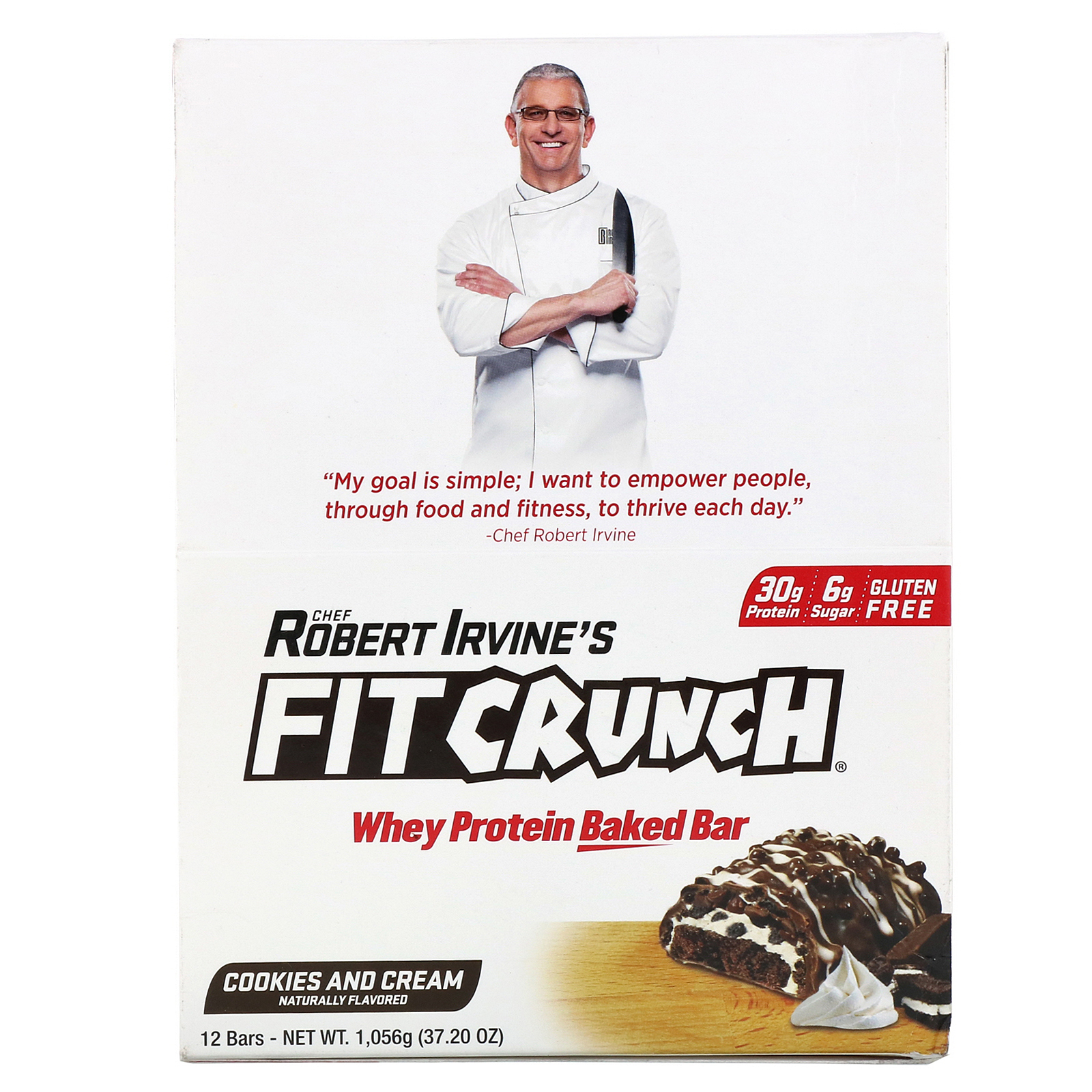 Comprar FITCRUNCH, Whey Preotein Baked Bar, Cookies and Cream, 12 Bars, 3.10 oz (88 g) Each - Imagem 2