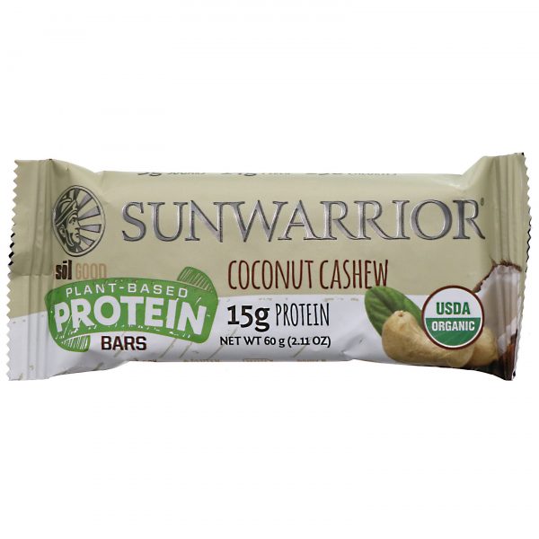 Comprar Sunwarrior, Sol Good, Barras de Proteínas à Base de Plantas, Caju de Coco, 12 Barras, 60 g (2,11 oz) Cada - Imagem 4