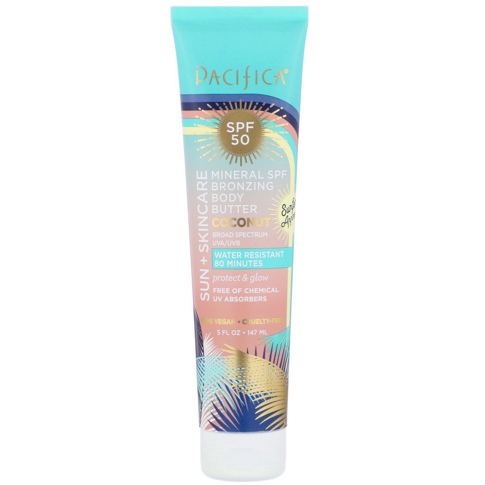 Comprar Pacifica, Sun + Skincare, Mineral SPF Bronzing Body Butter, SPF 50, Coconut, 5 fl oz (147 ml)