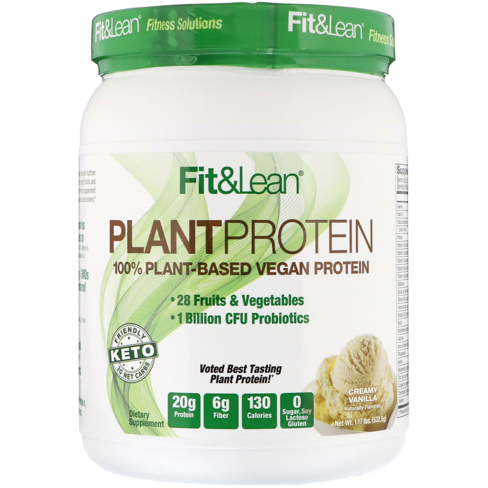 Comprar Fit & Lean, Proteína Vegetal, Baunilha Cremosa, 1,17 lb (532,5 g)