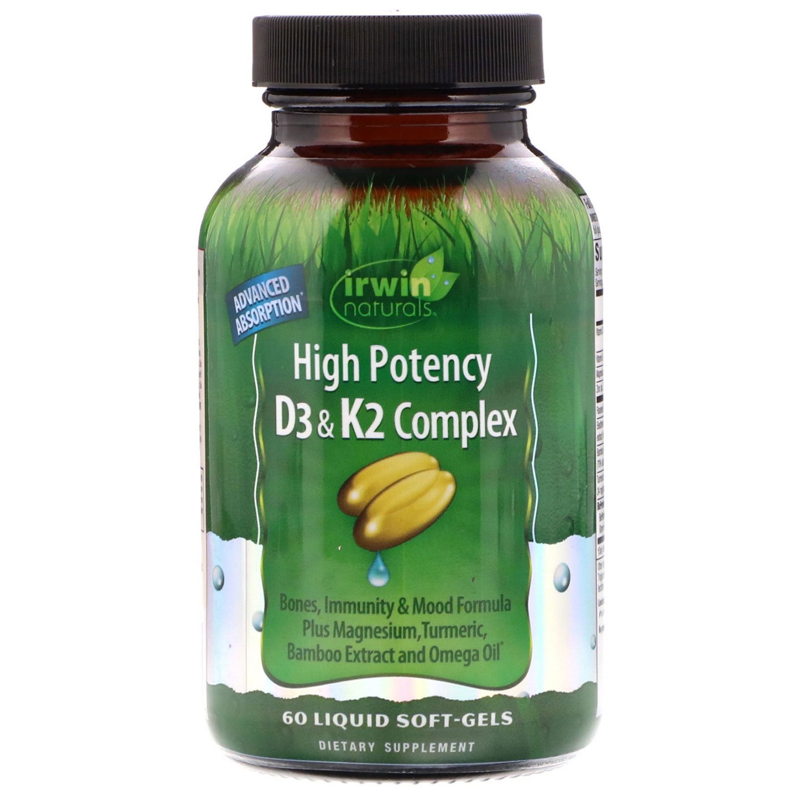 Comprar Irwin Naturals, Complexo D3 e K2 de Alta Potência, 60 Cápsulas Softgel Líquidas