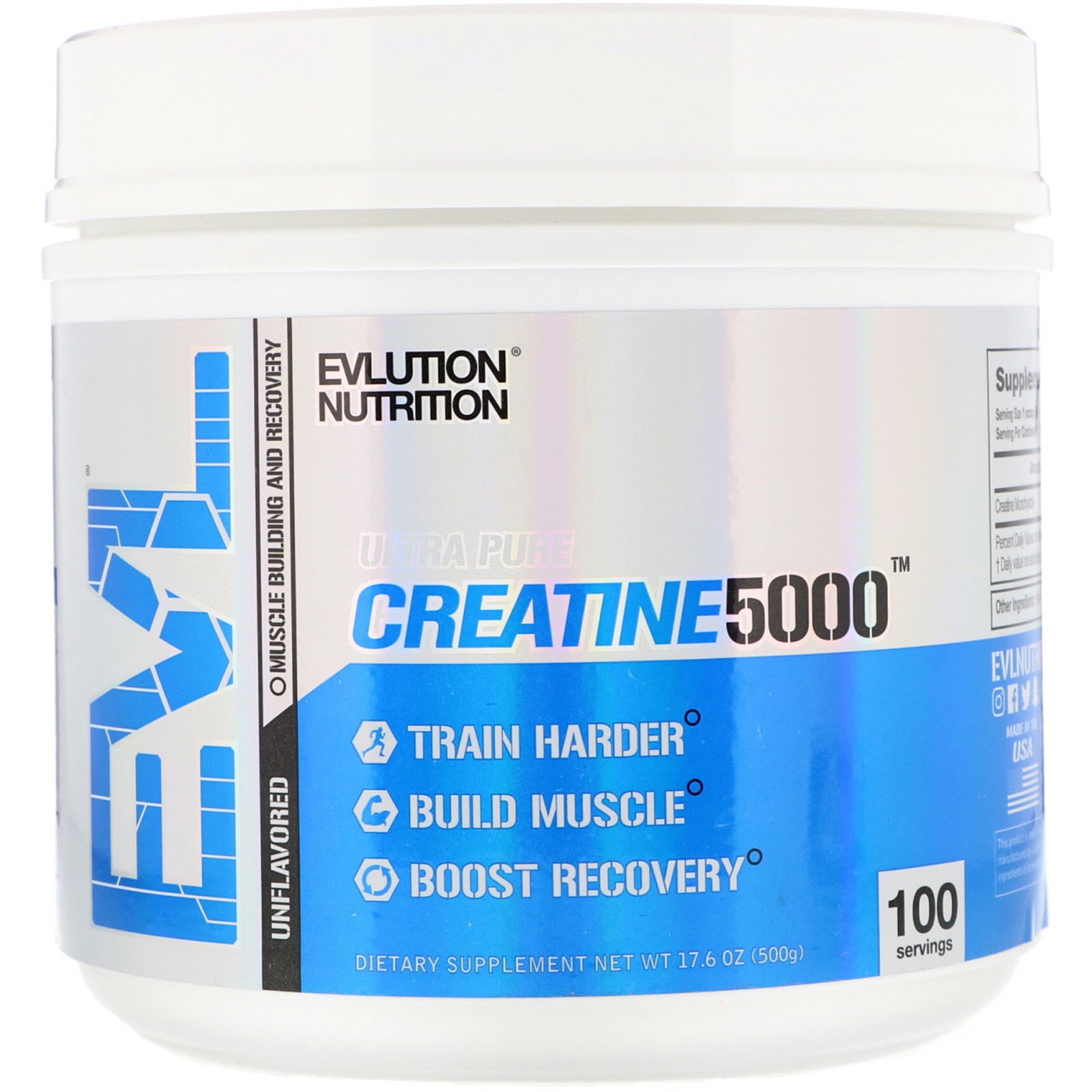 Comprar EVLution Nutrition, CREATINE5000, Unflavored, 17.6 oz (500 g)