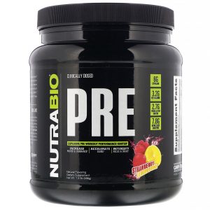 Comprar NutraBio Labs, PRE-Workout, Explosão de Morango e Limão, 596 g (1,31 lb)