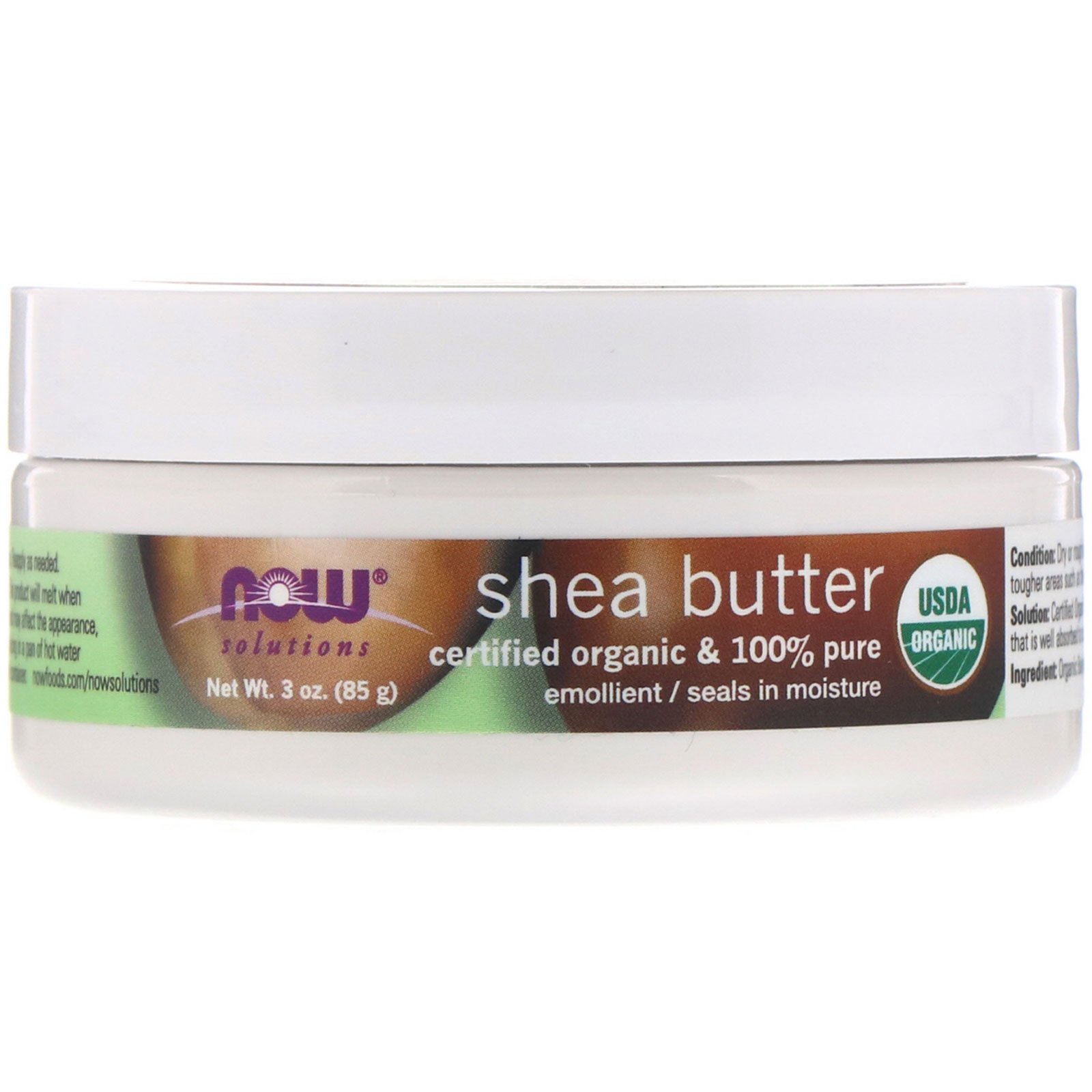 Comprar Now Foods, Solutions, Manteiga de Karité Orgânica, 85 g (3 oz)