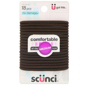 Comprar Scunci, Elásticos No Damage, confortáveis, fixação média o dia todo, marrons, 18 peças