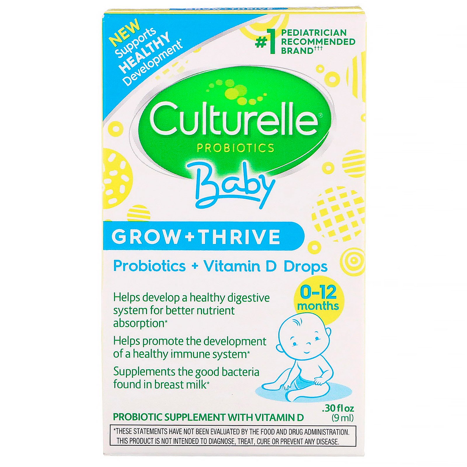 Comprar Culturelle, Probiotics, Baby, Grow + Thrive, Probióticos + Vitamina D em Gotas, 0 a 12 Meses, 9 ml (30 fl oz)