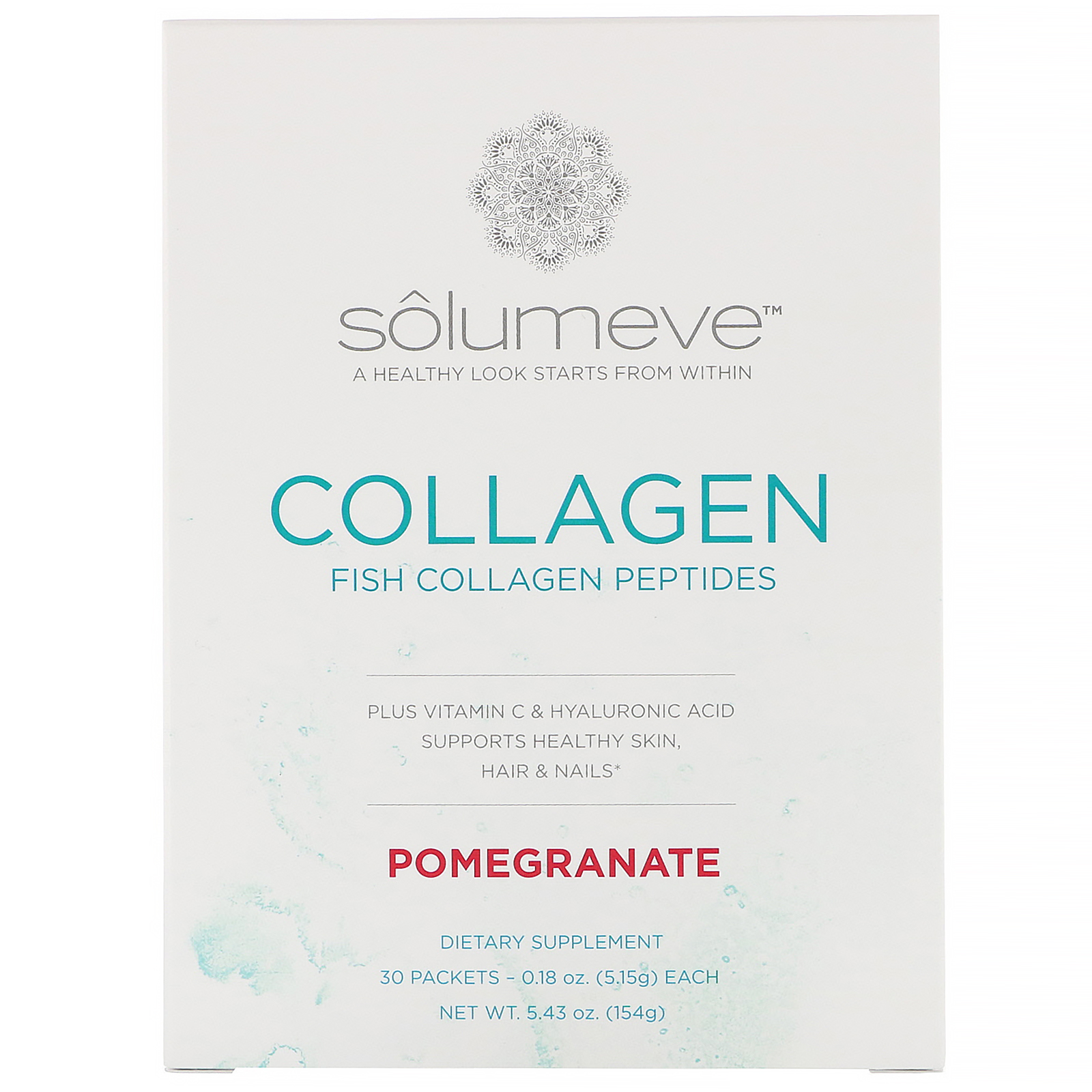 Comprar Solumeve, Peptídeos de Colágeno com Vitamina C e Ácido Hialurônico, Romã, 30 Envelopes, 5,15 g (0,18 oz) Cada - Imagem 2