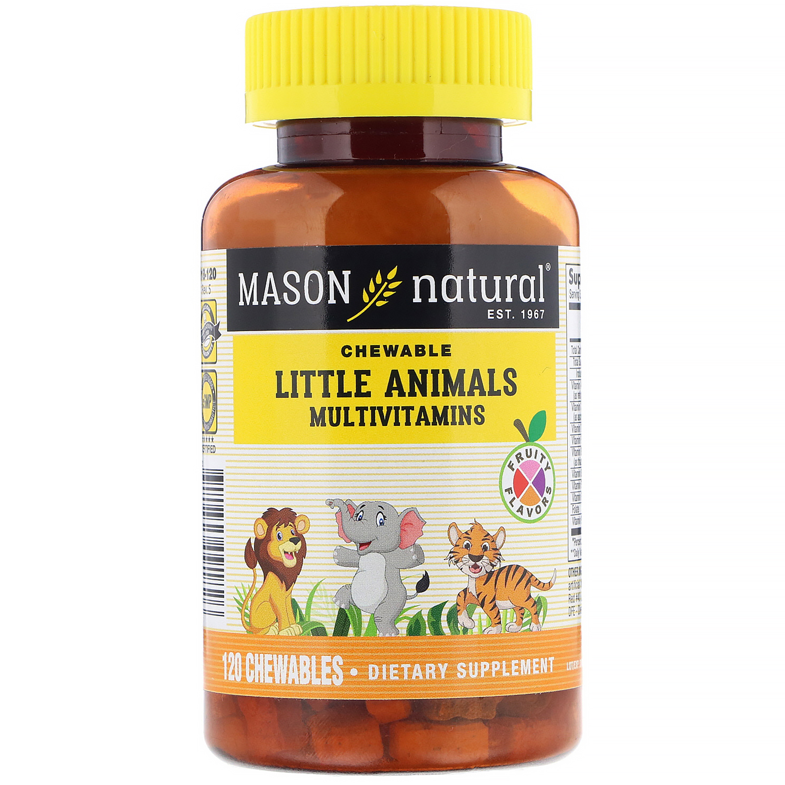 Comprar Mason Natural, Multivitamínico Little Animals, Sabores Frutados, 120 Comprimidos Mastigáveis