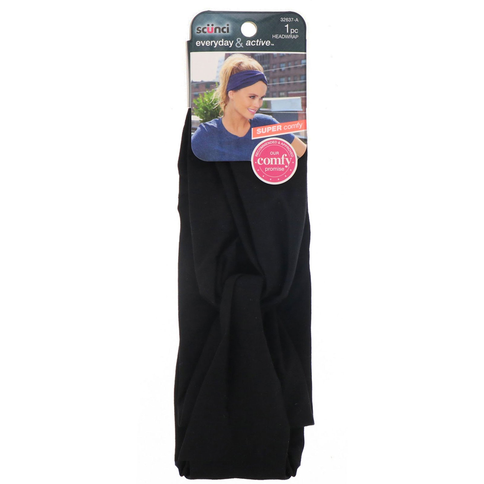 Comprar Scunci, Faixa estilo turbante Everyday & Active, superconfortável, preta, 1 peça