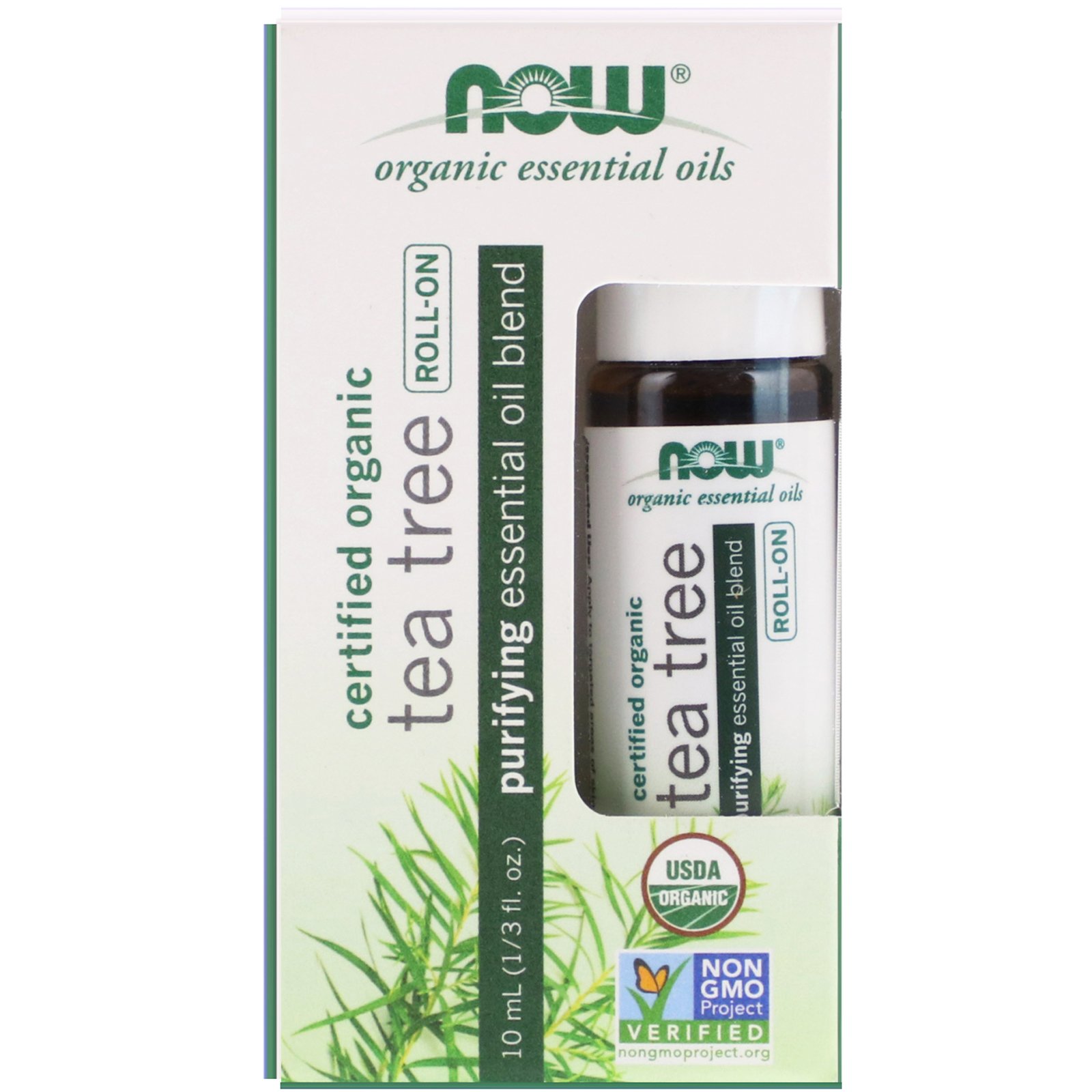 Comprar Now Foods, Óleo de Árvore-do-Chá Orgânico, Roll-On, 10 ml (1/3 fl oz)