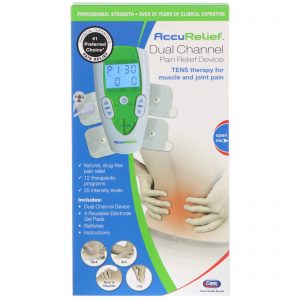 Comprar AccuRelief, Dispositivo de alívio da dor de canal duplo, Terapia TENS para dores musculares e articulares, 1 dispositivo de canal duplo e 4 Pads de gel para eletrodos