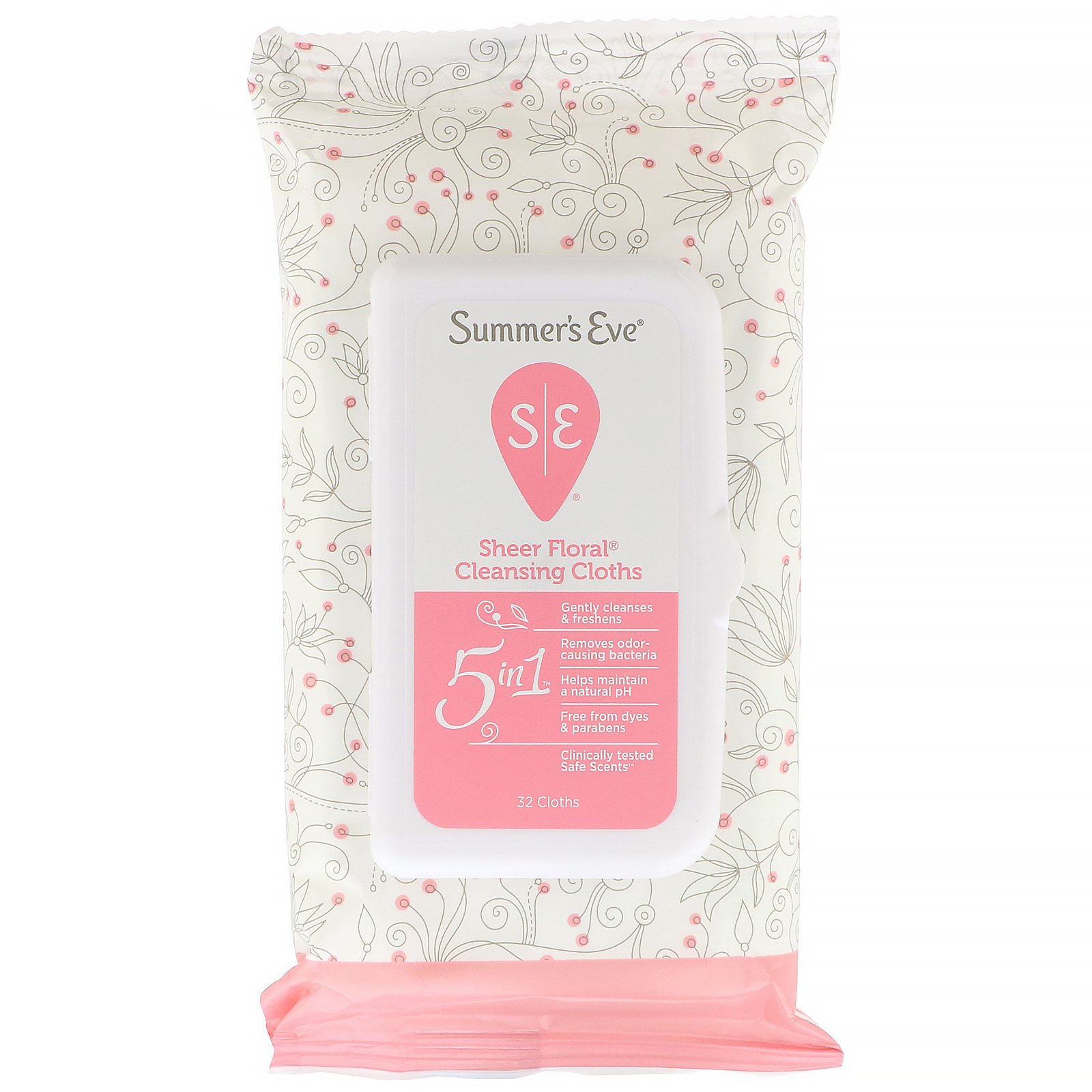Comprar Summer's Eve, Lenços de limpeza Sheer Floral, 32 lenços