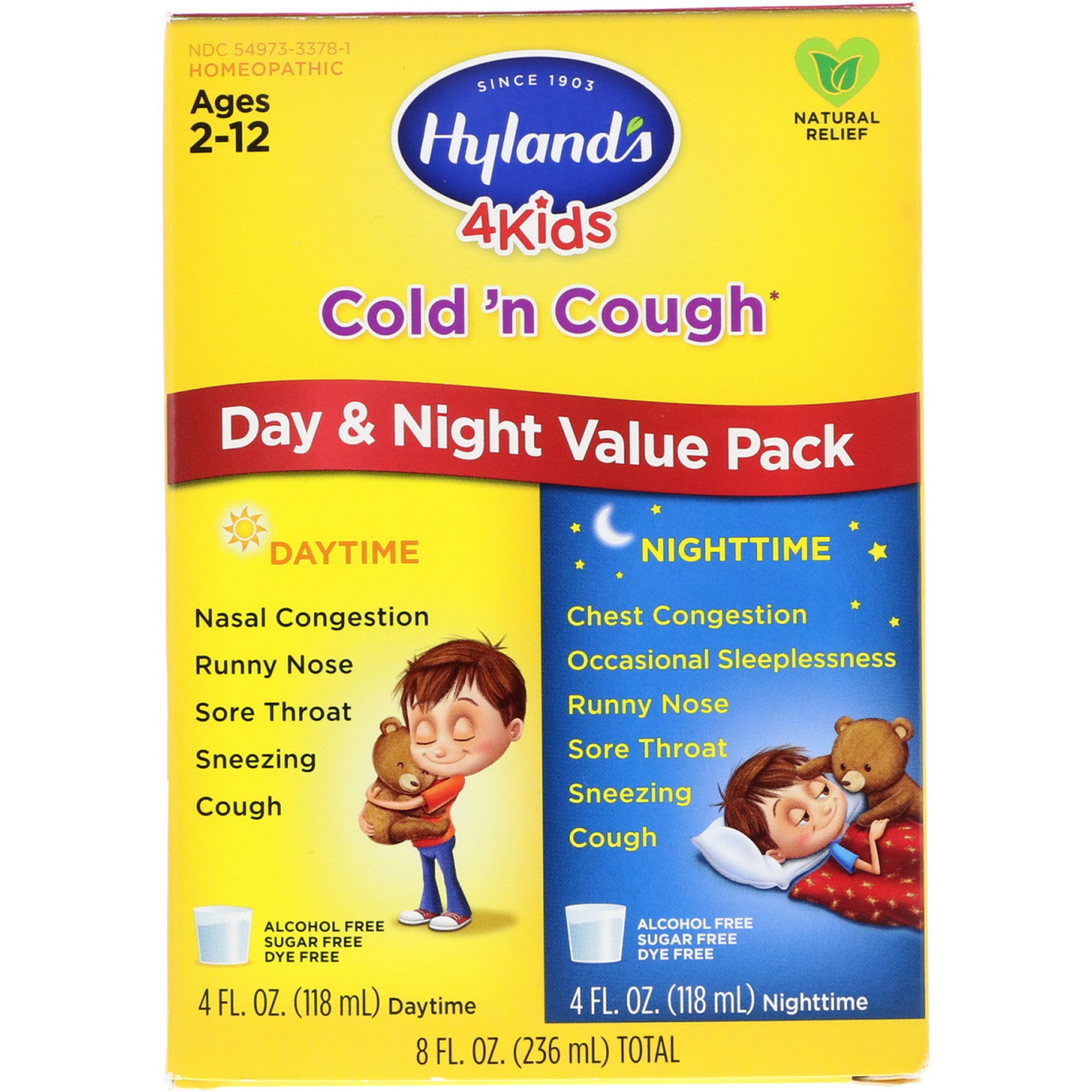 Comprar Hyland's, 4 Kids, Cold 'n Cough, Day & Night Value Pack, Age 2-12, 4 fl oz (118 ml) Each
