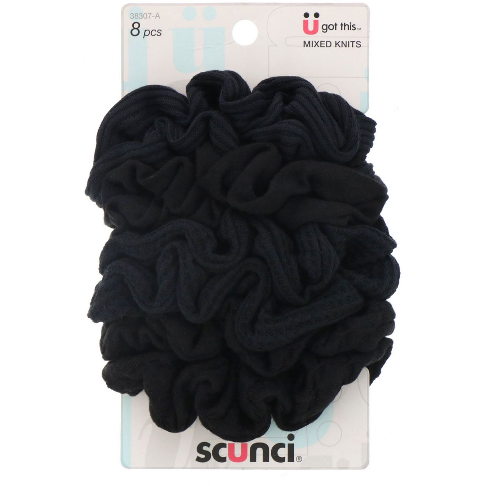 Comprar Scunci, Elástico de cabelo para rabo de cavalo misto, pretos, 8 peças