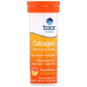 Comprar Trace Minerals Research, Comprimidos Efervescentes de Colágeno, Sabor Pêssego Manga, 10 Comprimidos, 43 g (1,52 oz)