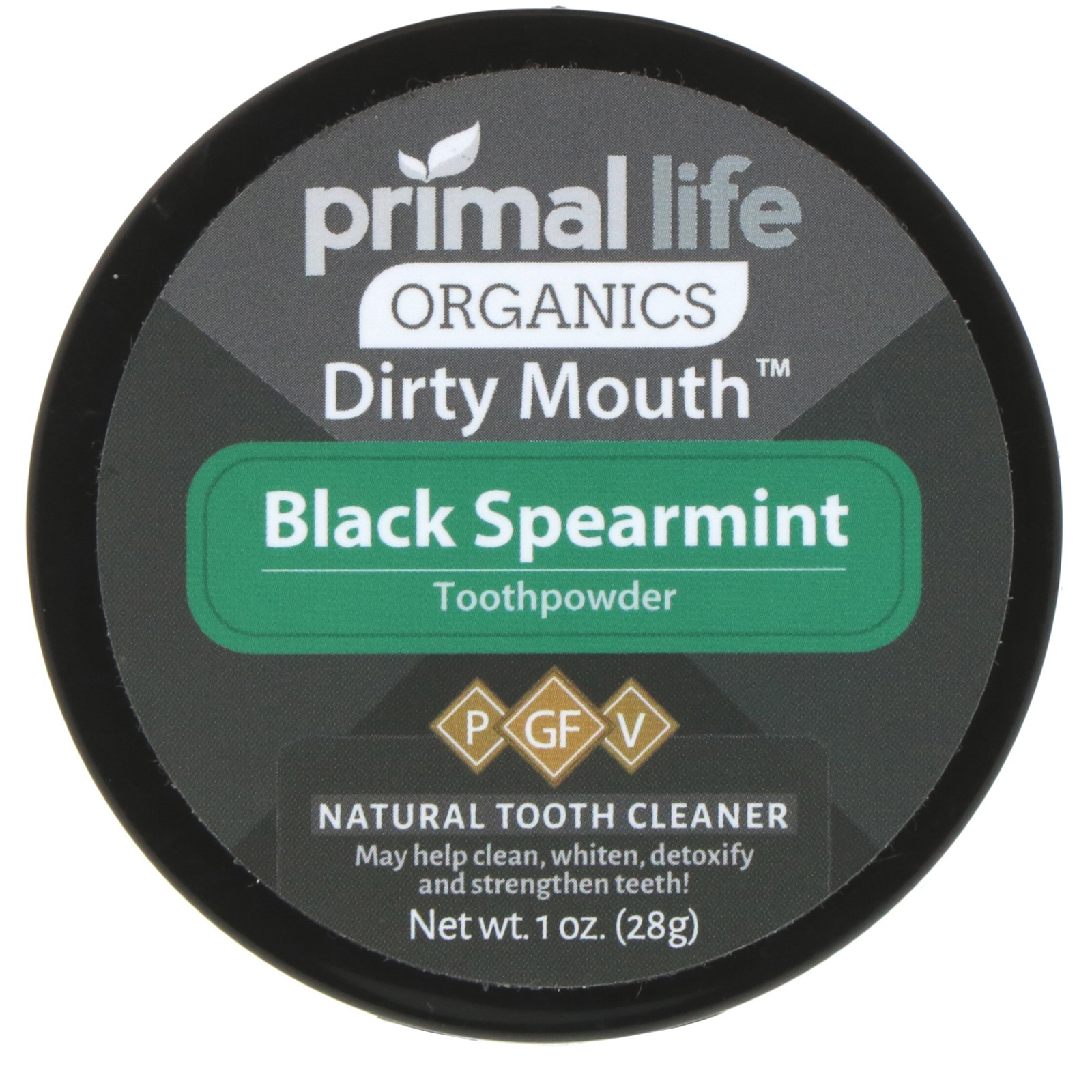 Comprar Primal Life Organics, Pó Dental Dirty Mouth, Hortelã Preta, 28 g