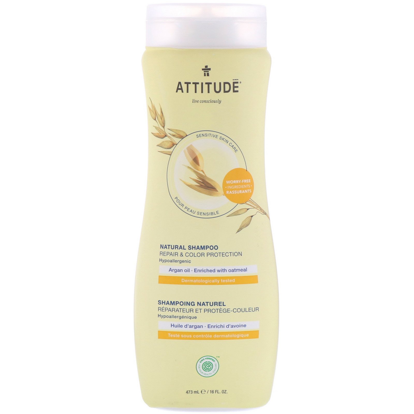 Comprar ATTITUDE, Shampoo Natural, Reparação e Proteção a Cor, Óleo de Argão, 16 fl oz (473 ml)