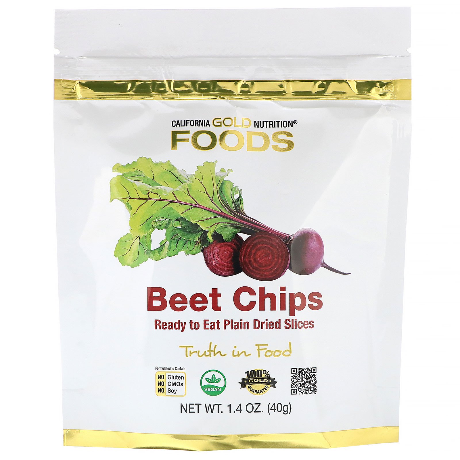 Comprar California Gold Nutrition, Chips de Beterraba, Fatias Secas Prontas para Comer, 1,4 oz (40 g)