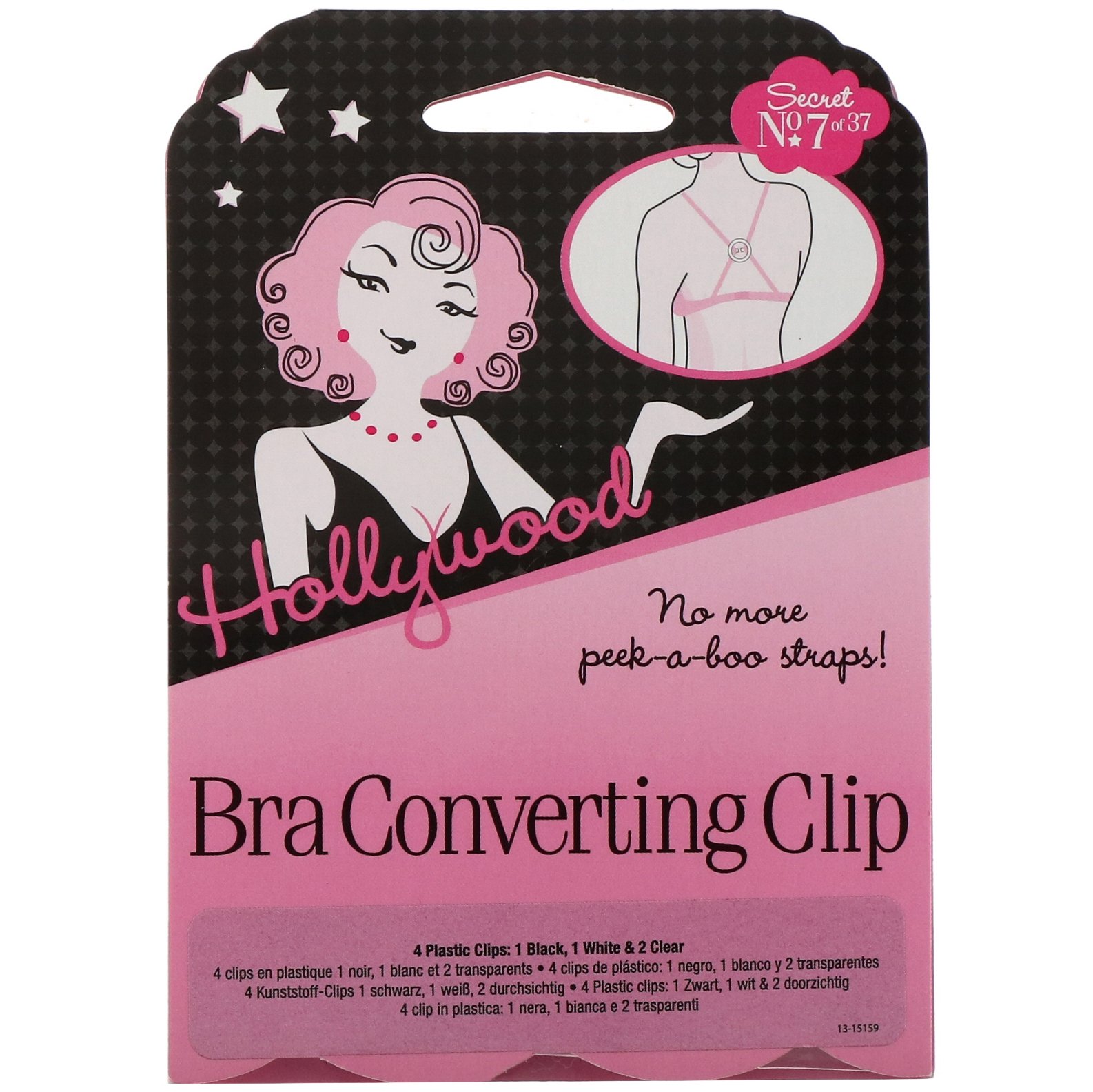Comprar Hollywood Fashion Secrets, Clipes de conversão de sutiã, 4 clipes plásticos: 1 preto, 1 branco e 2 transparentes