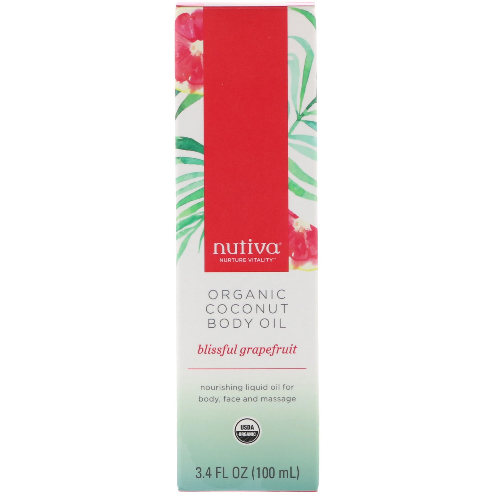 Comprar Nutiva, Óleo Corporal de Coco Orgânico, Toranja da Felicidade, 100 ml (3,4 fl oz)