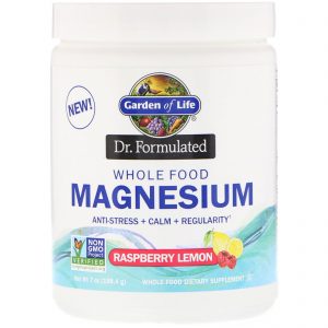 Comprar Garden of Life, Dr. Formulated, Magnésio de Alimento Integral em Pó, Framboesa e Limão, 198,4 g